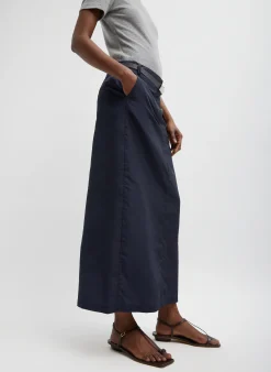 Tibi Silk Nylon Maxi Skirt Navy