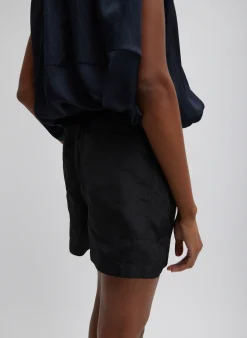 Clearance Tibi Silk Nylon Pull On Shorts Black