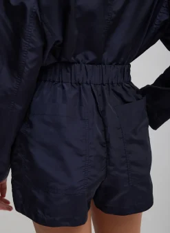 Clearance Tibi Silk Nylon Pull On Shorts Navy