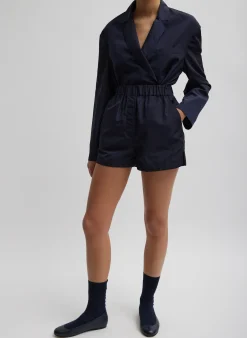 Clearance Tibi Silk Nylon Pull On Shorts Navy