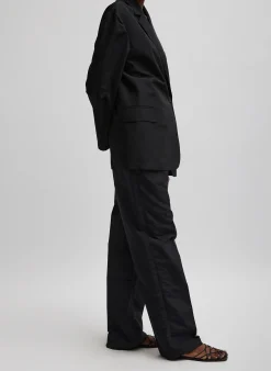 Best Tibi Silk Nylon Straight Leg Trouser Black