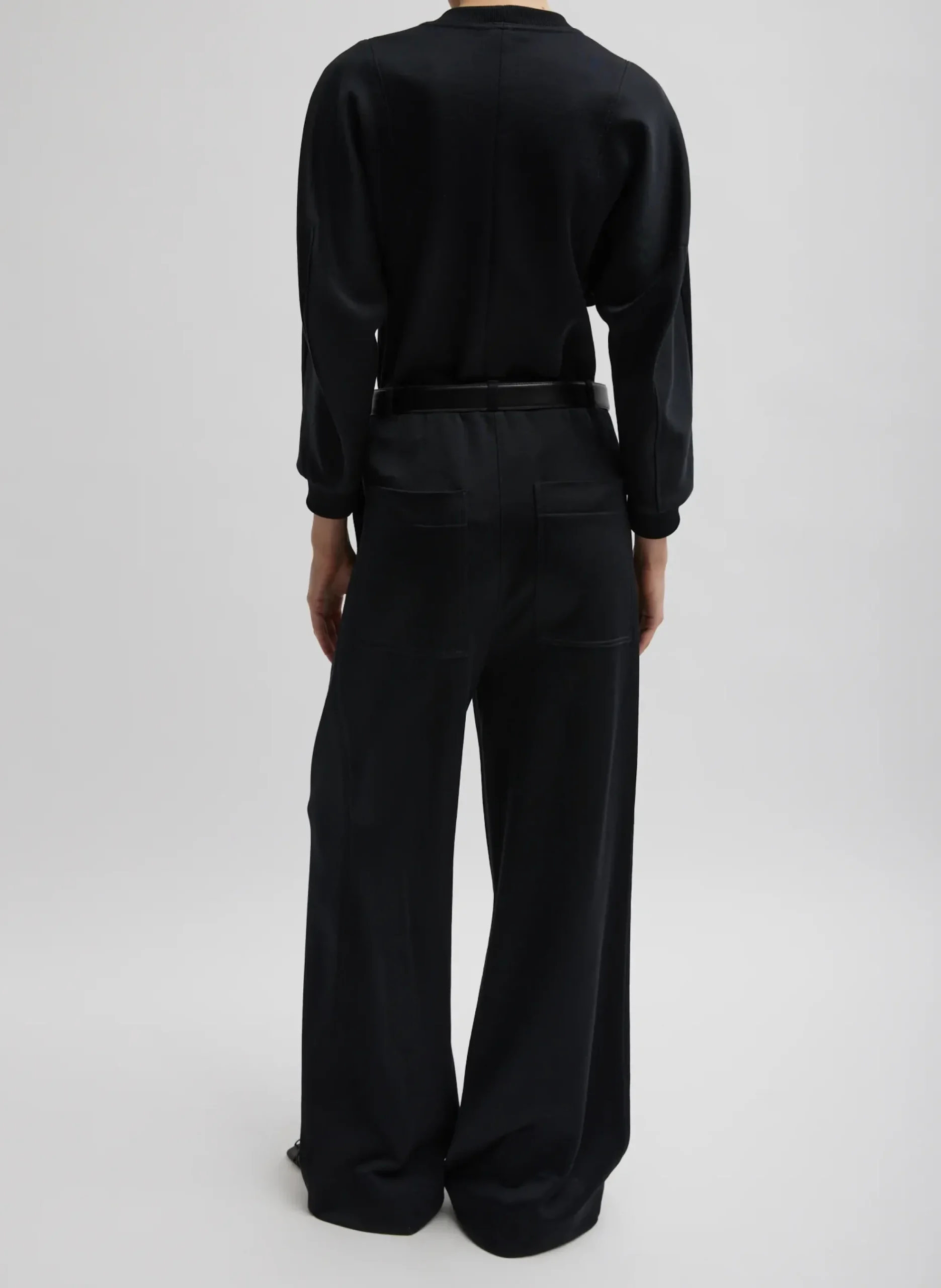 Online Tibi Silk Terry Pleated Pull On Pant Black