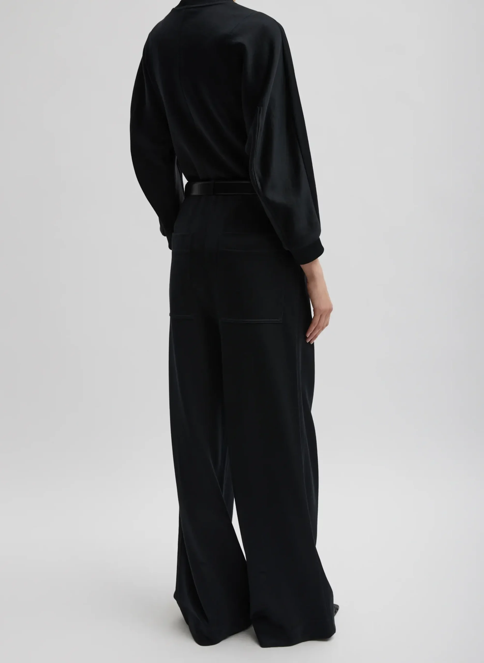 Online Tibi Silk Terry Pleated Pull On Pant Black