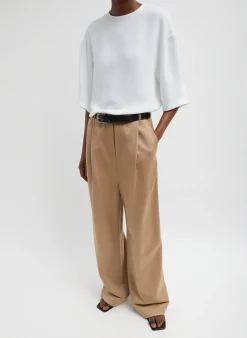 Tibi Silk Terry Pleated Pull On Pant Granola