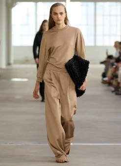 Tibi Silk Terry Pleated Pull On Pant Granola