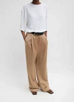 Tibi Silk Terry Pleated Pull On Pant Granola