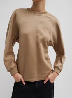 Discount Tibi Silk Terry Sculpted Sleeve Slim Sweatshirt Granola