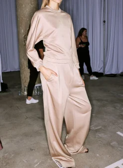 Discount Tibi Silk Terry Sculpted Sleeve Slim Sweatshirt Granola