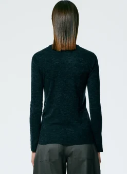 Discount Tibi Skinlike Mercerized Wool Soft Sheer Pullover Charcoal