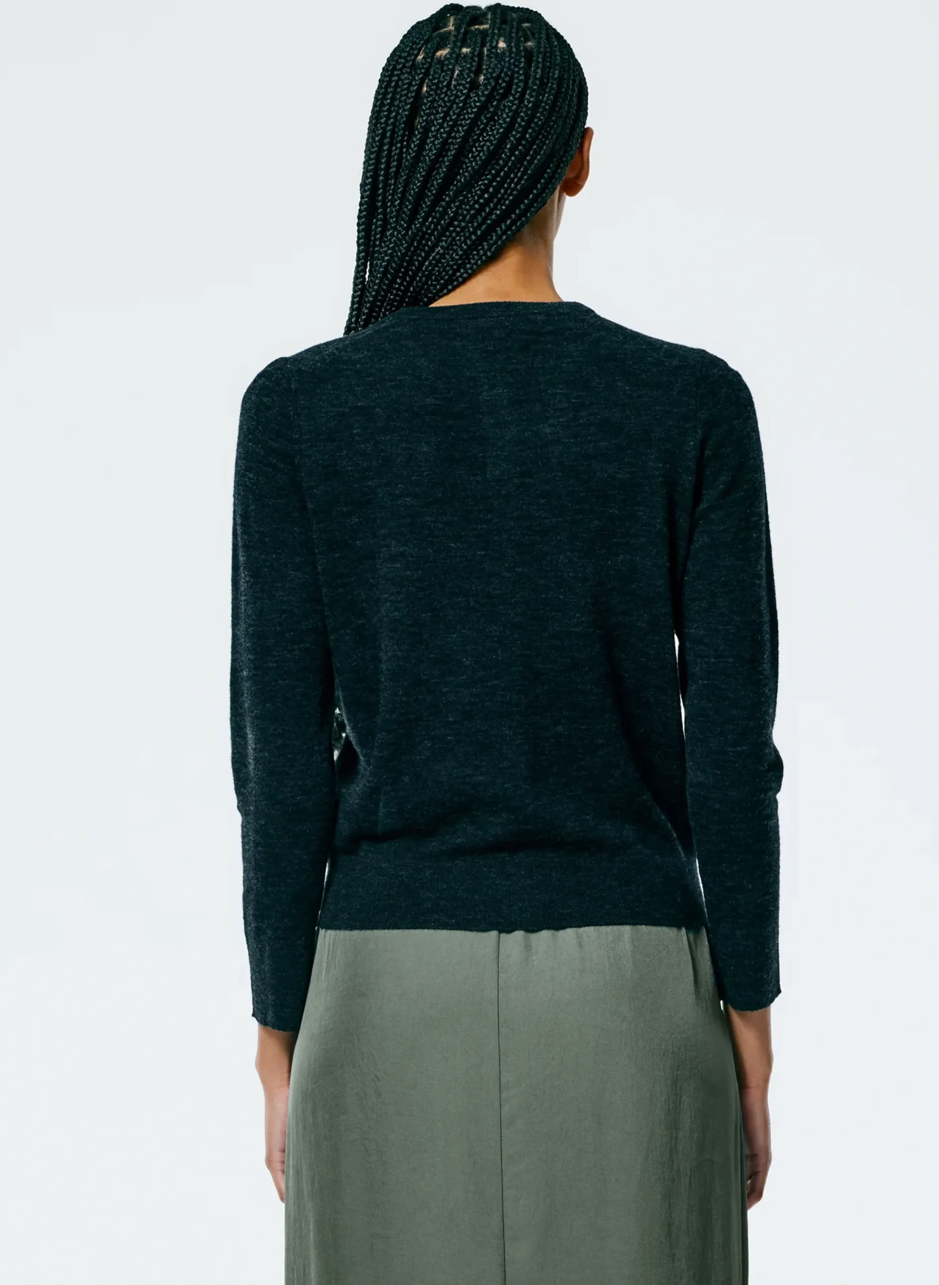 New Tibi Skinlike Mercerized Wool Shrunken Cardigan Charcoal