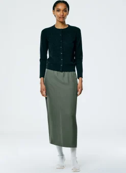 New Tibi Skinlike Mercerized Wool Shrunken Cardigan Charcoal