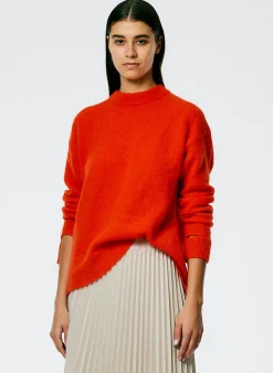Online Tibi Soft Mohair Crewneck Easy Pullover Red
