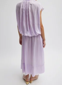 Hot Tibi Spring Acetate Shirred Circular Dress Pale Lavender