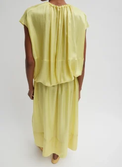 Best Tibi Spring Acetate Shirred Circular Dress Yellow