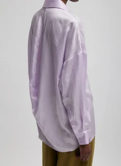 Hot Tibi Spring Acetate Shirt With Cocoon Back Pale Lavender