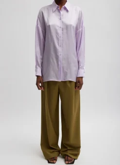 Hot Tibi Spring Acetate Shirt With Cocoon Back Pale Lavender