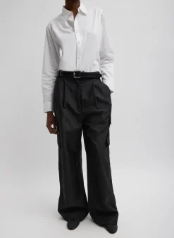 Hot Tibi Stella Crispy Nylon Pleated Cargo Pant Black