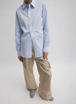 New Tibi Stella Crispy Nylon Pleated Cargo Pant Desert Sand