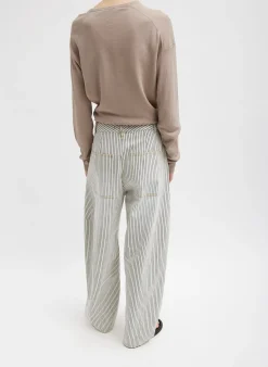 Online Tibi Stone Washed Striped Denim Sid Jean Navy Multi