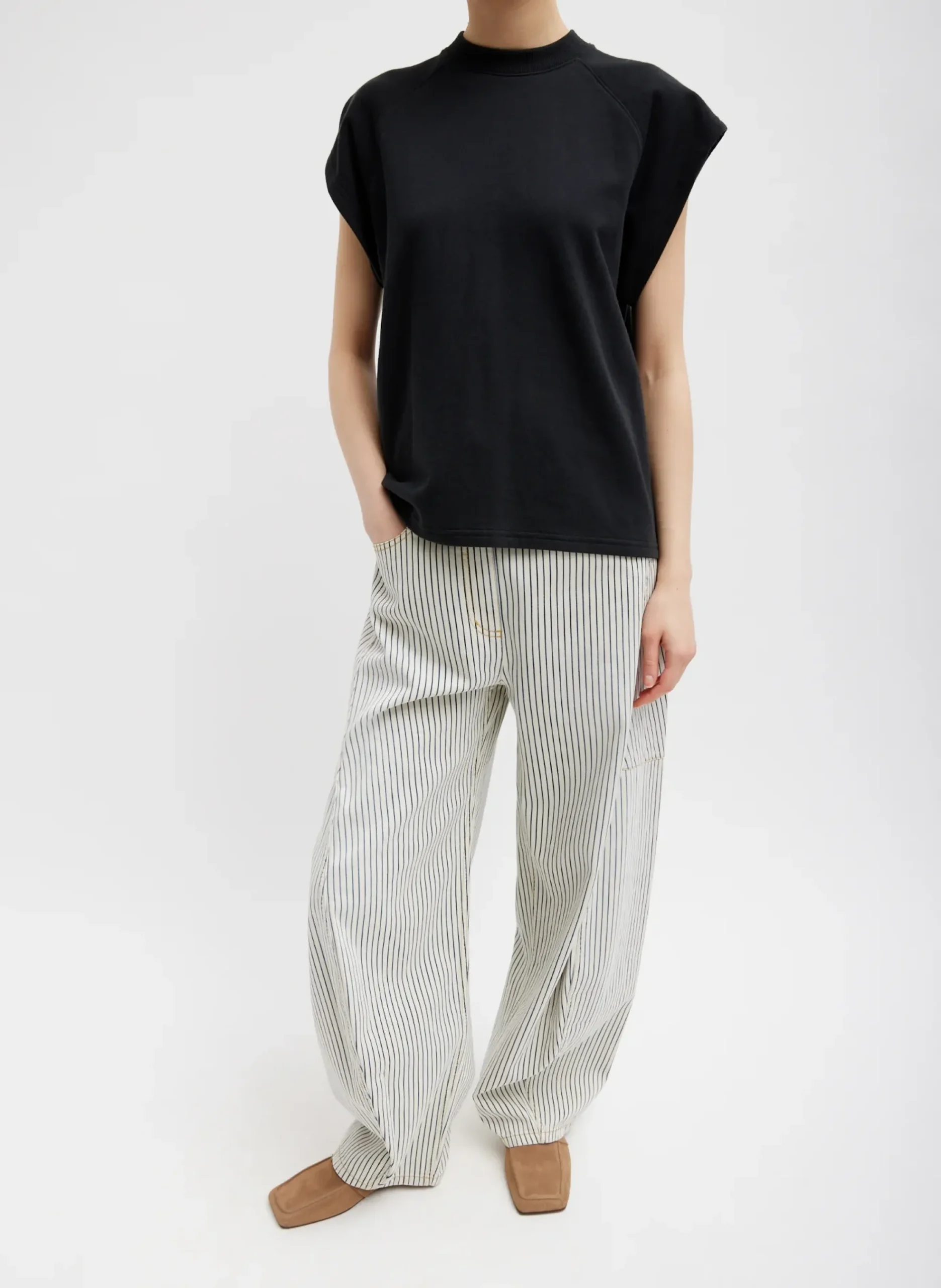 Online Tibi Stone Washed Striped Denim Sid Jean Navy Multi