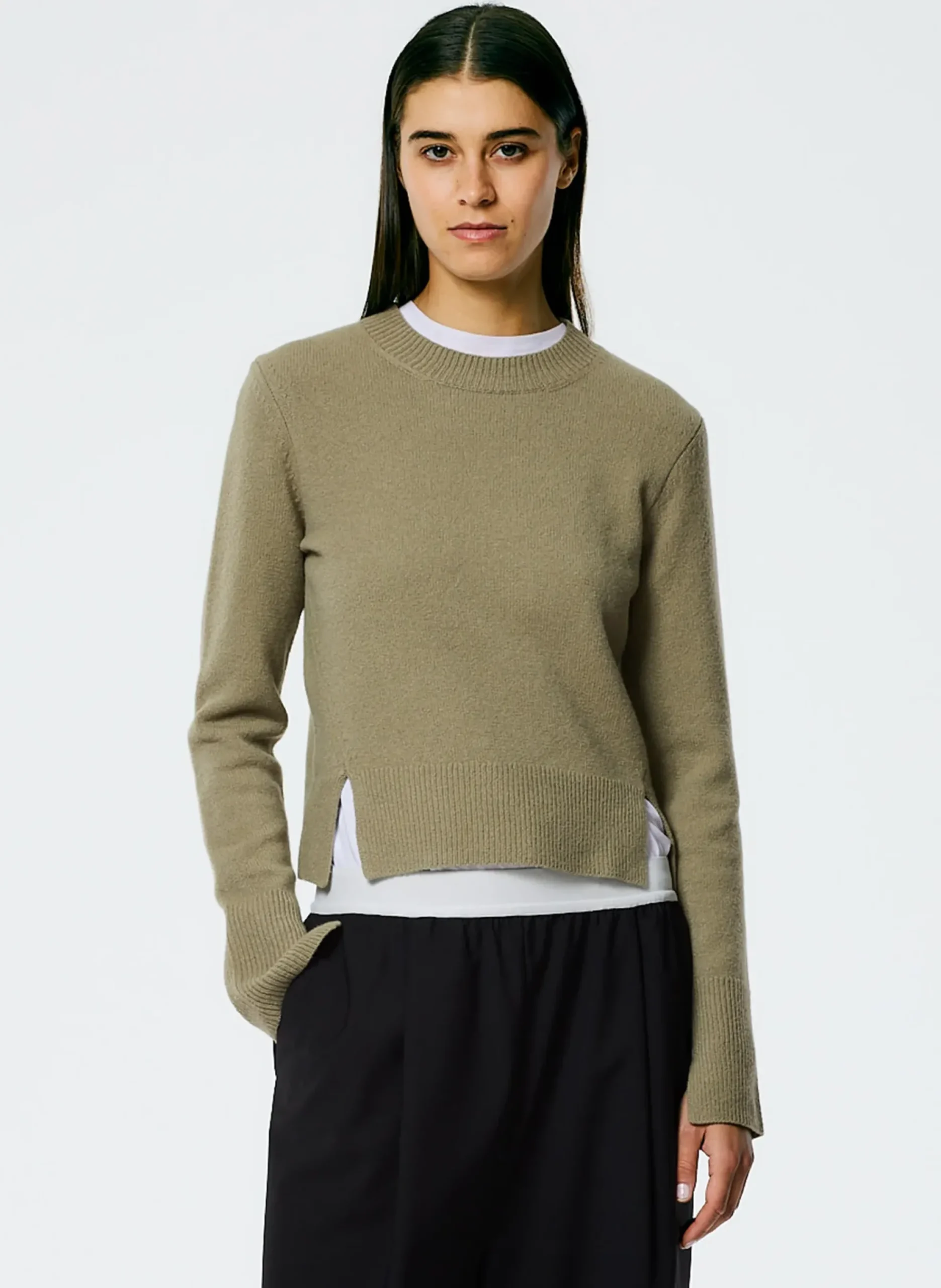 Sale Tibi Stretch Cashmere Crewneck Pullover Chicory