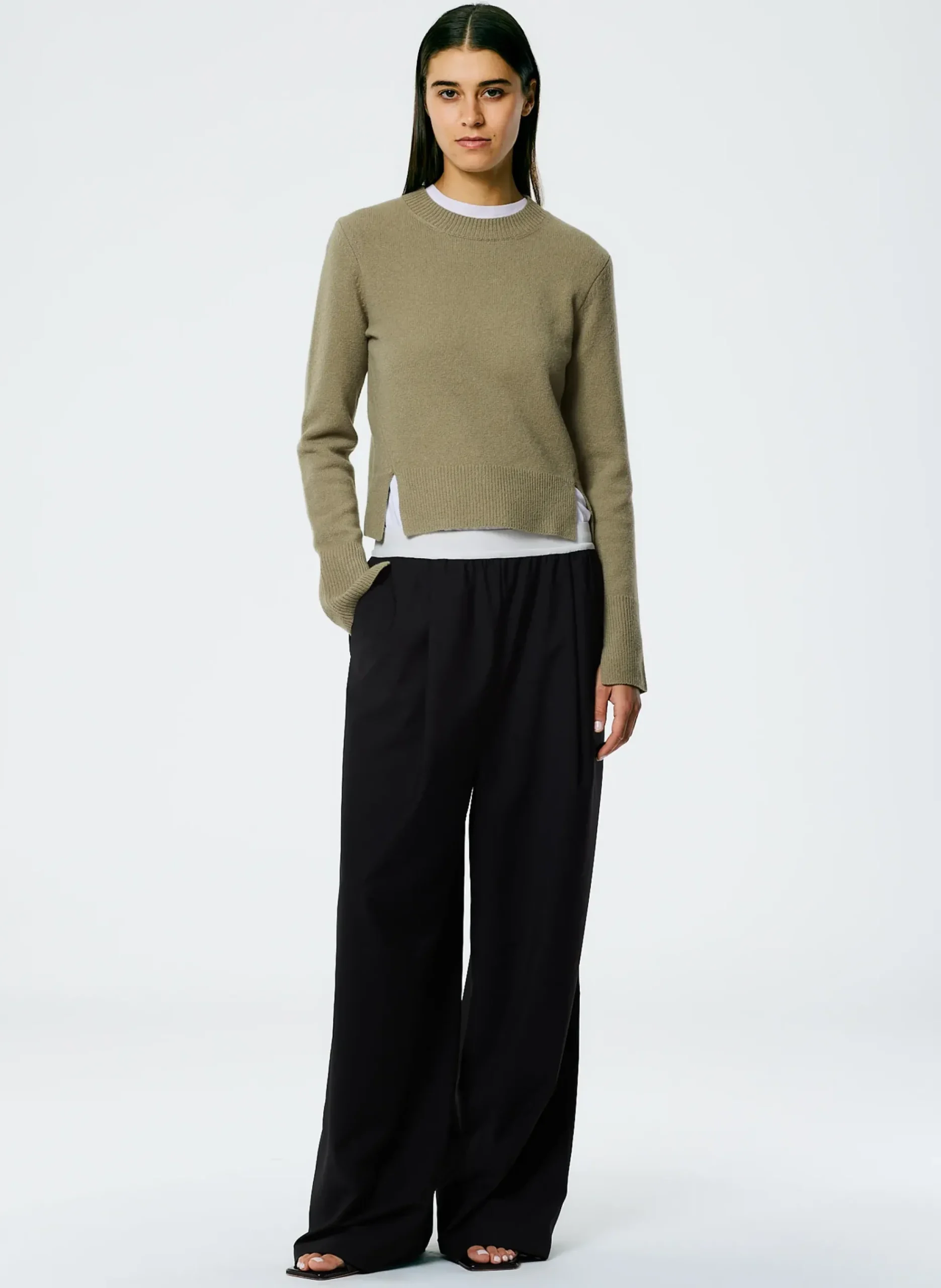 Sale Tibi Stretch Cashmere Crewneck Pullover Chicory