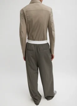 Online Tibi Stretch Cotton Nylon Circular Sleeve Shirt Mink Grey