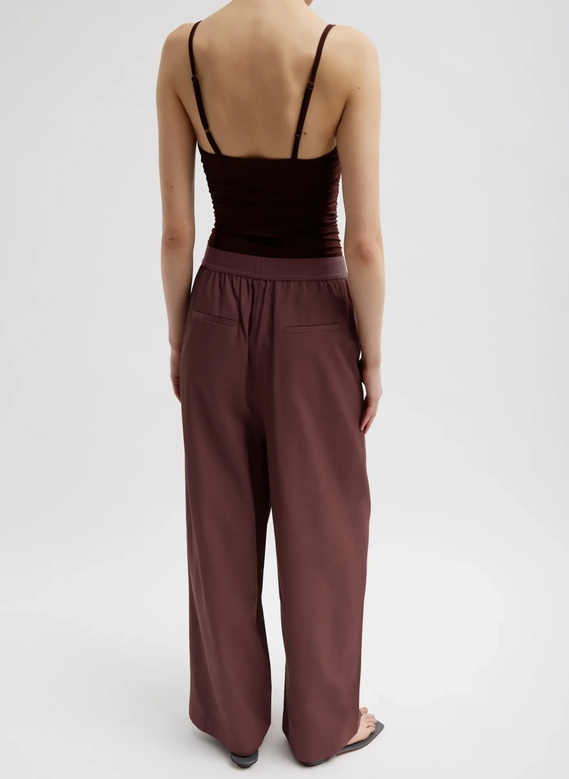 Sale Tibi Stretch Light Weight Tech Knit Shirred Cami Brown