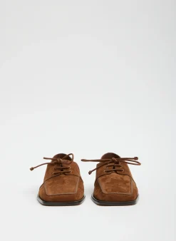 Discount Tibi Suede Brody Square Toe Loafer Hazelnut Brown