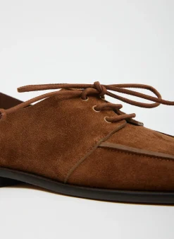 Discount Tibi Suede Brody Square Toe Loafer Hazelnut Brown