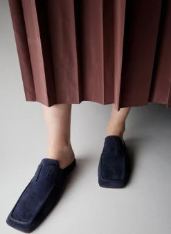 Tibi Suede Granger Slide Navy