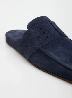 Tibi Suede Granger Slide Navy