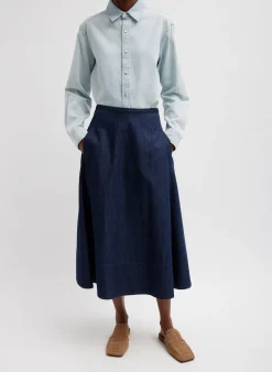 Sale Tibi Summer Denim Circle Skirt Indigo