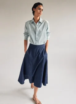 Sale Tibi Summer Denim Circle Skirt Indigo
