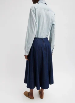 Sale Tibi Summer Denim Circle Skirt Indigo