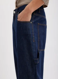 Best Tibi Summer Denim Cropped Slouchy Cargo Jean Indigo