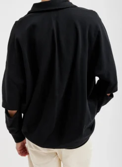Outlet Tibi Summer Sweatshirting Polo Collar Sweatshirt Black