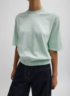 Tibi Super Fine Gauge Perfect Short Sleeve Men's Pullover Pale Mint