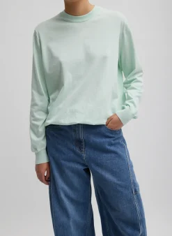 Clearance Tibi Super Fine Gauge Perfect Men's Pullover Pale Mint