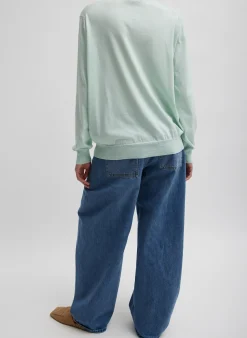 Clearance Tibi Super Fine Gauge Perfect Men's Pullover Pale Mint