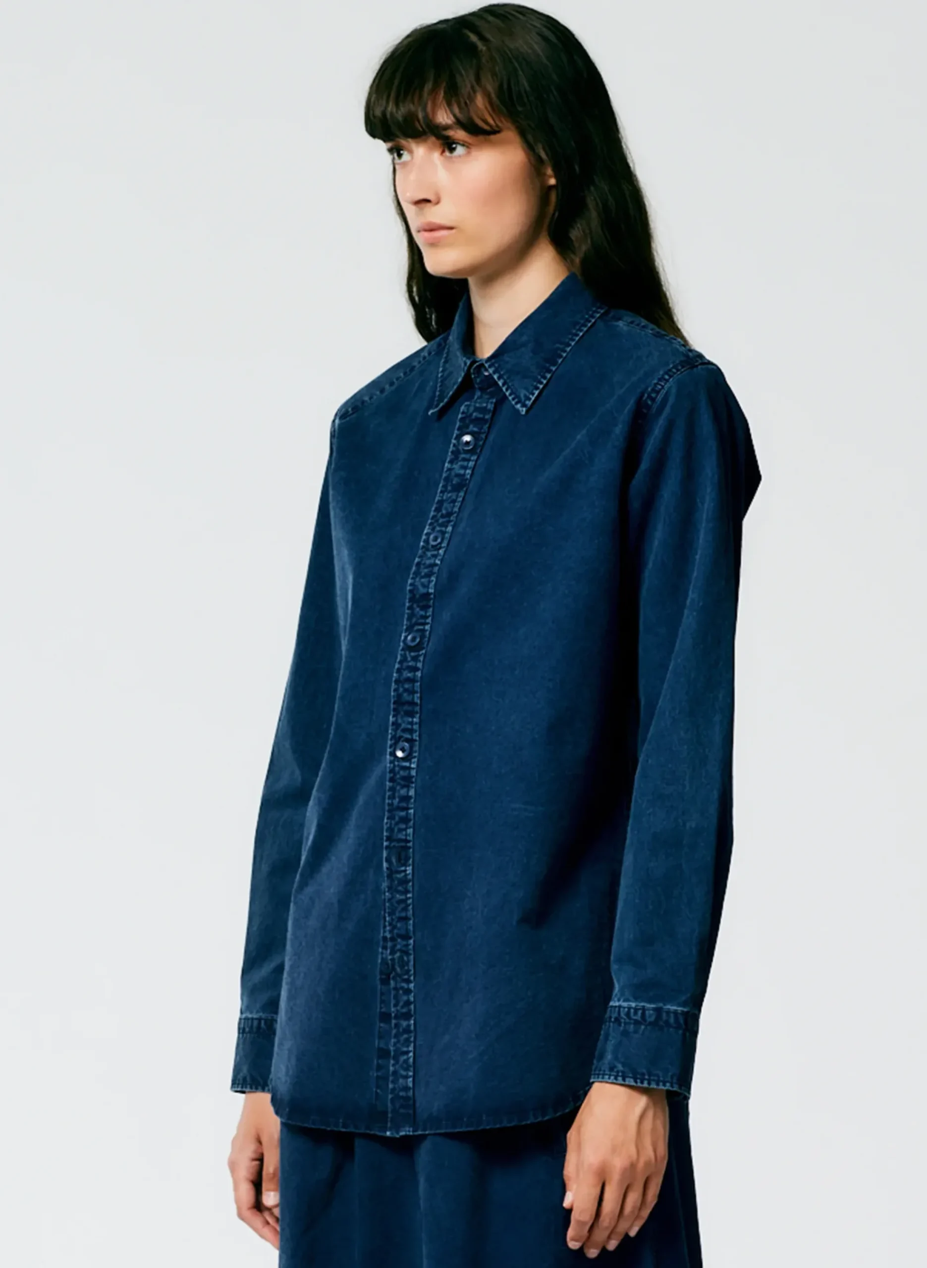 Online Tibi Tencel Cotton Charlie Slim Men's Shirt Blue
