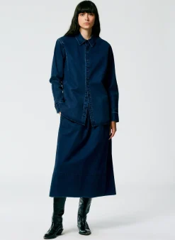 Online Tibi Tencel Cotton Charlie Slim Men's Shirt Blue