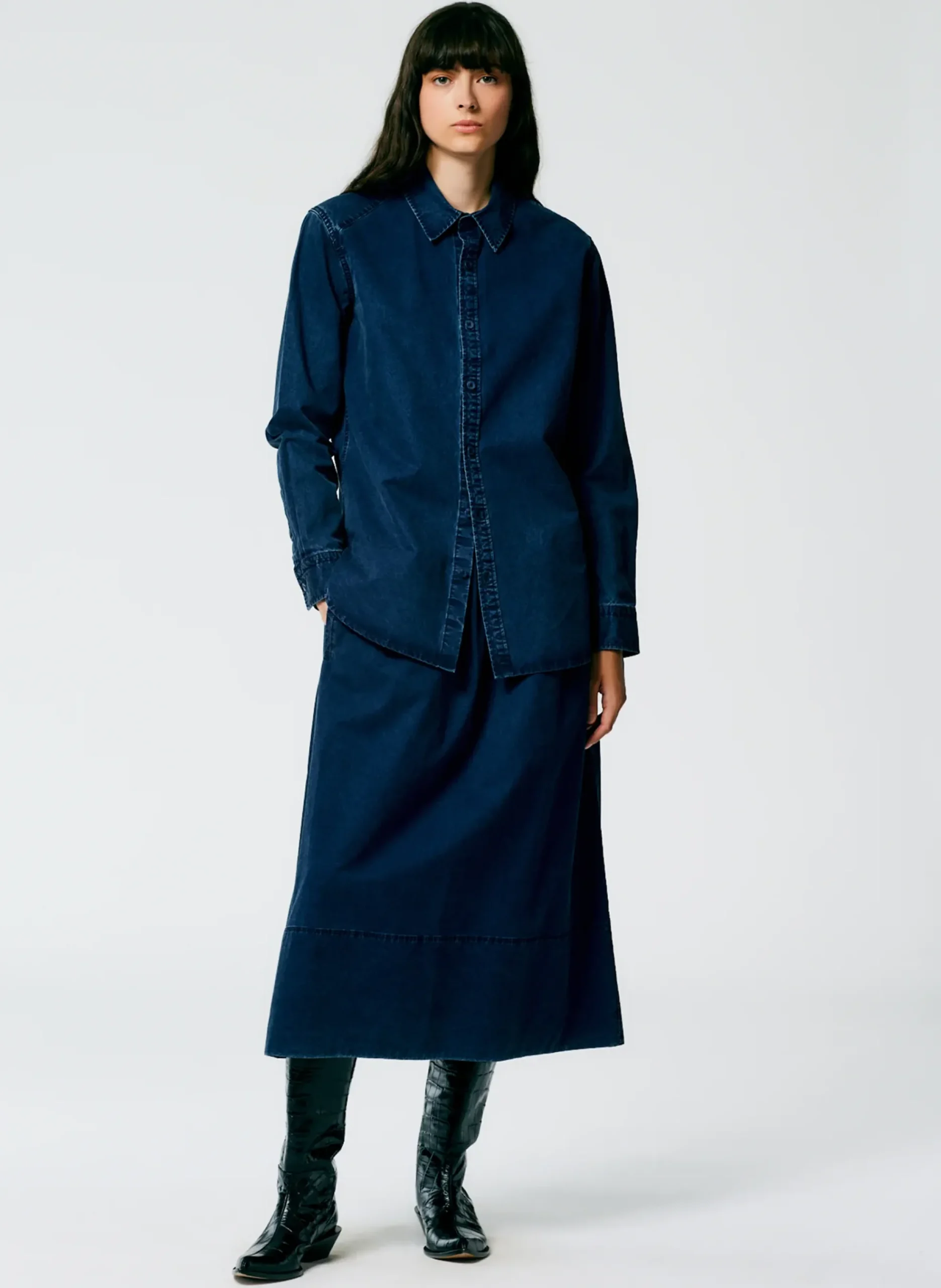 Online Tibi Tencel Cotton Charlie Slim Men's Shirt Blue
