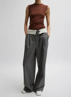 Hot Tibi Tencel Knit Twisted Seam Tank Brown