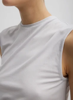 Tibi Tencel Knit Twisted Seam Tank Pearl Grey