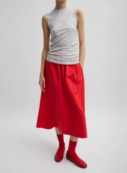 Tibi Tencel Knit Twisted Seam Tank Pearl Grey