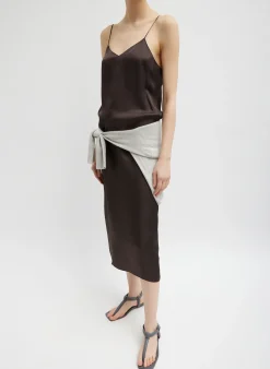 Hot Tibi The Slip Dress Brown