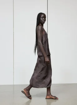 Online Tibi The Slip Skirt Brown