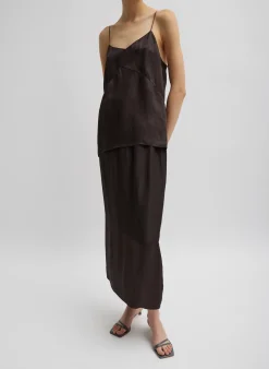 Online Tibi The Slip Skirt Brown