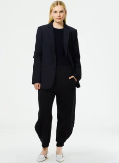 Clearance Tibi Tropical Wool Cutout Sleeve Marlon Blazer Navy